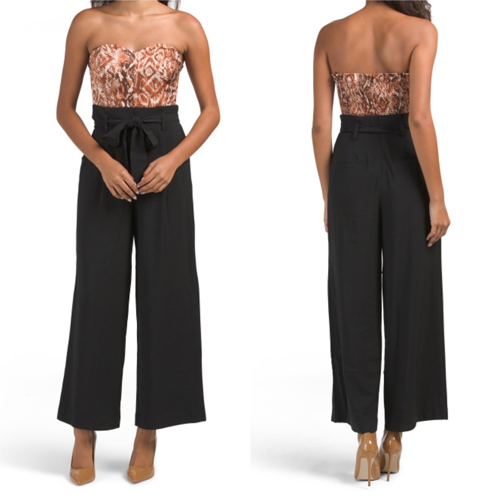 J.O.A. Strapless Jumpsuit In Rust Snake - Picture 11 of 11